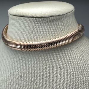 Amrita Singh Light Rose Gold Tone Omega Choker Necklace Statement Classic